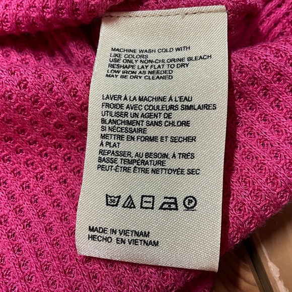 ANTHROPOLOGIE PILCRO Pink Waffle Knit Long Sleeve Tee Ruffle Sleeve Detail Sz XL - Picture 10 of 11